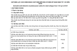 Tiêu chuẩn Việt Nam TCVN 5935:1995 (IEC 502 – 1983) về cáp điện lực cách điện bằng chất điện môi rắn có điện áp danh định từ 1 kV đến 30 kV do Bộ Khoa học Công nghệ và Môi trường ban hành