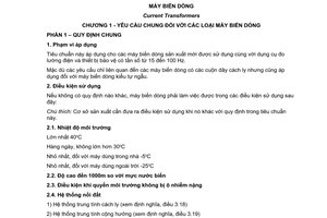 Tiêu chuẩn Việt Nam TCVN 5928:1995 (IEC 185 - 1966) về Máy biến dòng do Bộ Khoa học Công nghệ và Môi trường ban hành