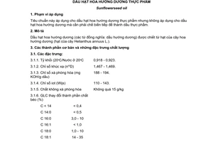 Tiêu chuẩn Việt Nam TCVN 6046:1995 (CODEX STAN 23 : 1981) về dầu hạt hoa hướng dương thực phẩm do Bộ Khoa học Công nghệ và Môi trường ban hành