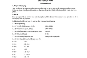 Tiêu chuẩn Việt Nam TCVN 6048:1995 (CODEX STAN 125:1981) về dầu cọ thực phẩm do Bộ Khoa học Công nghệ và Môi trường ban hành