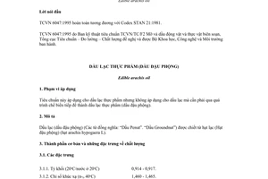 Tiêu chuẩn Việt Nam TCVN 6047:1995 (CODEX STAN 21 : 1981) về dầu lạc thực phẩm (dầu đậu phộng) do Bộ Khoa học Công nghệ và Môi trường ban hành