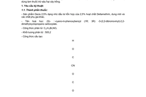 Tiêu chuẩn ngành 10 TCN 233:1995 về thuốc trừ sâu Decis 2,5% dạng nhũ dầu - Yêu cầu kỹ thuật và phương pháp thử
