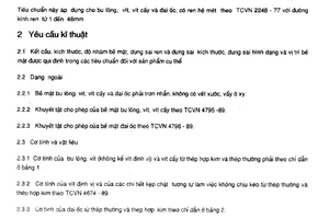 Tiêu chuẩn Việt Nam TCVN 1916:1995 về Bulông, vít, vít cấy và đai ốc - Yêu cầu kỹ thuật