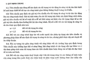 Tiêu chuẩn ngành 22TCN 222:1995 về tải trọng và tác động (do sóng và do tàu) lên công trình thủy do Bộ Giao thông vận tải ban hành