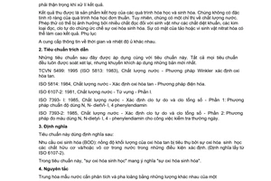 Tiêu chuẩn Việt Nam TCVN 6001:1995 (ISO 5815: 1989) về chất lượng nước - xác định nhu cầu ôxi sinh hóa sau 5 ngày (bod5) – phương pháp cấy và pha loãng