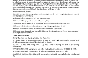 Tiêu chuẩn Việt Nam TCVN 5995:1995 (ISO 5667 – 5: 1991) về chất lượng  nước - lấy  mẫu – hướng dẫn lấy mẫu nước uống và nước dùng để chế biến thực phẩm và đồ uống