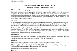 Tiêu chuẩn Việt Nam TCVN 2690:1995 (ISO 6245 : 1982, ASTM D482 – 91) về Sản phẩm dầu mỏ - Xác định hàm lượng tro do Bộ Khoa học Công nghệ và Môi trường ban hành