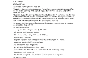 Tiêu chuẩn Việt Nam TCVN 4622:1994 về sữa bột và sữa đặc có đường - phương pháp vô cơ hóa mẫu để xác định chì (Pb) và asen (As)