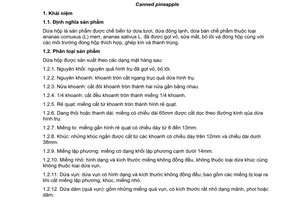 Tiêu chuẩn Việt Nam TCVN 187:1994 về đồ hộp quả - dứa hộp do Bộ Khoa học Công nghệ và Môi trường ban hành