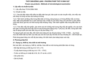 Tiêu chuẩn Việt Nam TCVN 5287:1994 về thủy sản đông lạnh - phương pháp thử vi sinh vật do Bộ Khoa học Công nghệ và Môi trường ban hành