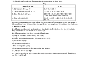 Tiêu chuẩn Việt Nam TCVN 5768:1993 về cầu dao điện áp trên 1000V