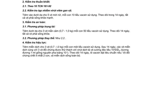 Tiêu chuẩn ngành 10 TCN 183:1993 về vacxin thú y - Quy trình kiểm nghiệm vacxin dịch tả vịt nhược độc