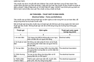 Tiêu chuẩn quốc gia TCVN 3256:1979 về An toàn điện – Thuật ngữ và định nghĩa