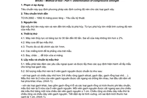 Tiêu chuẩn Việt Nam TCVN 6355-1:1998 về Gạch xây - Phương pháp thử - Phần 1: Xác định cường độ nén do Bộ Khoa học Công nghệ và Môi trường ban hành