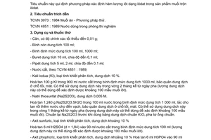 Tiêu chuẩn Việt Nam TCVN 6341:1998 về muối iot - Phương pháp xác định hàm lượng iôt do Bộ Khoa học Công nghệ và Môi trường ban hành