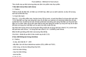 Tiêu chuẩn Việt Nam TCVN 6470:1998 (Phần IV JECFA - FAO FOOD and nutrition paper - 5 Rev. 2) về phụ gia thực phẩm - Phương pháp xác định cho phẩm màu thực phẩm do Bộ Khoa học Công nghệ và Môi trường ban hành