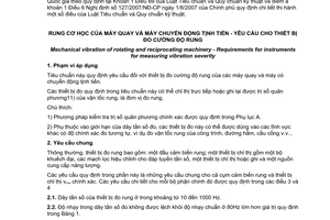 Tiêu chuẩn quốc gia TCVN 6372:1998 về Rung cơ học của máy quay và máy chuyển động tịnh tiến - Yêu cầu cho thiết bị đo cường độ rung