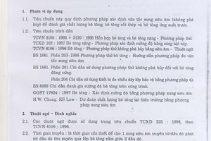 Tiêu chuẩn xây dựng TCXDVN 225:1998 về Bê tông nặng - Đánh giá chất lượng bê tông - Phương pháp xác định vận tốc xung siêu âm