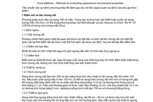 Tiêu chuẩn Việt Nam TCVN 6469:1998 (Phần I JECFA - FAO FOOD and nutrition paper - 5 Rev. 2) về phụ gia thực phẩm - phương pháp đánh giá các chỉ tiêu ngoại quan và vật lý do Bộ Khoa học Công nghệ và Môi trường ban hành
