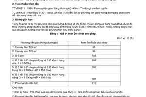 Tiêu chuẩn Việt Nam TCVN 6436:1998 về âm học - tiếng ồn do phương tiện giao thông đường bộ phát ra khi đỗ - mức ồn tối đa cho phép do Bộ Khoa học Công nghệ và Môi trường ban hành