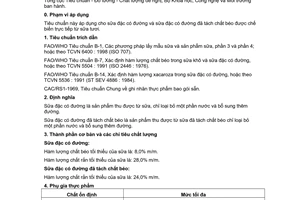 Tiêu chuẩn Việt Nam TCVN 6403:1998 (Codex A4 - 71) về sữa đặc có đường và sữa đặc có đường đã tách chất béo do Bộ Khoa học Công nghệ và Môi trường ban hành