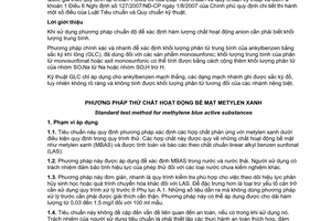 Tiêu chuẩn quốc gia TCVN 6336:1998 (ASTM D 2330 : 1988) về Phương pháp thử chất hoạt động bề mặt metylen xanh