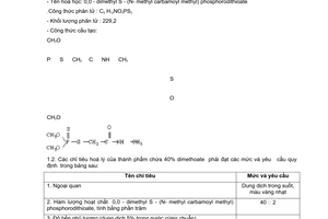 Tiêu chuẩn ngành 10 TCN 290:1997 về thuốc trừ sâu 40% Dimethoate dạng nhũ dầu - Yêu cầu kỹ thuật và phương pháp thử
