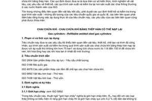 Tiêu chuẩn Việt Nam TCVN 6292:1997 (ISO 4706: 1989) về Chai chứa khí - Chai chứa khí bằng thép hàn có thể nạp lại do Bộ Khoa học Công nghệ và Môi trường ban hành