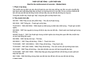 Tiêu chuẩn Việt Nam TCVN 6286:1997 (ISO 6935-3 : 1992) về Thép cốt bê tông - Lưới thép hàn do Bộ Khoa học Công nghệ và Môi trường ban hành