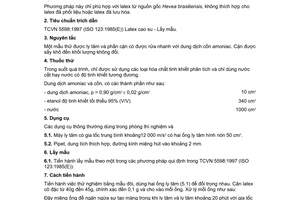 Tiêu chuẩn Việt Nam TCVN 6320:1997 (ISO 2005:1992 (E)) về Latex cao su thiên nhiên cô đặc - xác định hàm lượng cặn