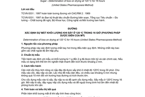 Tiêu chuẩn Việt Nam TCVN 6331:1997 (CAC/RM 2-1969) về đường- xác định sự mất khối lượng khi sấy ở 120oC trong 16 giờ (phương pháp dược điển của Mỹ)