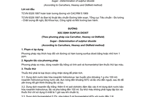 Tiêu chuẩn Việt Nam TCVN 6328:1997 (CAC/RM 5:1969) về đường - xác định sunfua đioxit do Bộ Khoa học Công nghệ và Môi trường ban hành