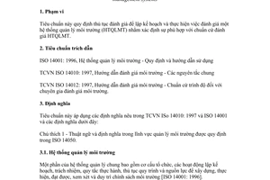 Tiêu chuẩn Việt Nam TCVN ISO 14011:1997 (ISO 14011:1996) về hướng dẫn đánh giá môi trường - thủ tục đánh giá - đánh giá hệ thống quản lý môi trường do Bộ Khoa học Công nghệ và Môi trường ban hành