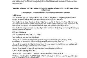 Tiêu chuẩn Việt Nam TCVN 6238-4:1997 (EN 71-4 : 1990) về An toàn đồ chơi trẻ em - Bộ đồ chơi thực nghiệm về hoá học và các hoạt động liên quan