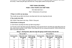 Tiêu chuẩn Việt Nam TCVN 6283-1:1997 (ISO 1035/1 : 1980) về Thép thanh cán nóng - Phần 1: Kích thước của thép tròn do Bộ Khoa học Công nghệ và Môi trường ban hành