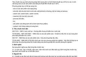 Tiêu chuẩn Việt Nam TCVN 6264:1997 (ISO 6610 : 1992) về sữa và các sản phẩm sữa - định lượng đơn vị hình thành khuẩn lạc từ các vi sinh vật - kỹ thuật đếm khuẩn lạc ở 30oc do Bộ Khoa học Công nghệ và Môi trường ban hành