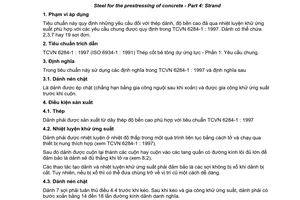 Tiêu chuẩn Việt Nam TCVN 6284-4:1997 (ISO 6394/4 : 1991) về Thép cốt bê tông dự ứng lực - Phần 4: Dảnh do Bộ Khoa học Công nghệ và Môi trường ban hành