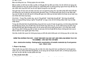 Tiêu chuẩn Việt Nam TCVN 6111:1996 (ISO 5579 : 1985) về Kiểm tra không phá hủy - Chụp ảnh bức xạ các vật liệu kim loại bằng tia X và tia gamma - Các quy tắc cơ bản do Bộ Khoa học Công nghệ và Môi trường ban hành