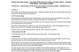 Tiêu chuẩn Việt Nam TCVN 6137:1996 (ISO 6768 : 1985) về không khí xung quanh - Xác định nồng độ khối lượng của nitơ điôxit - Phương pháp Griss-Saltzman cải biên do Bộ Khoa học Công nghệ và Môi trường ban hành