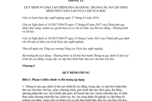 Thông tư 31/2017/TT-BLĐTBXH đào tạo trung cấp cao đẳng thường xuyên vừa làm vừa học