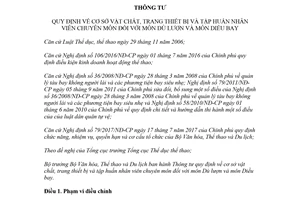 Thông tư 06/2018/TT-BVHTTDL quy định cơ sở vật chất trang thiết bị đối với môn Dù lượn