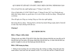 Thông tư 29/2017/TT-BLĐTBXH liên kết tổ chức thực hiện chương trình đào tạo