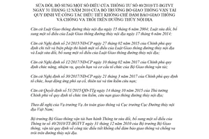 Thông tư 30/2017/TT-BGTVT sửa đổi quy định điều tiết đảm bảo giao thông đường thủy nội địa