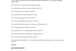 Nghị định 57/2018/NĐ-CP chính sách khuyến khích doanh nghiệp đầu tư vào nông nghiệp nông thôn