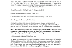 Nghị định 59/2018/NĐ-CP sửa đổi 08/2015/NĐ-CP hướng dẫn Luật Hải quan thủ tục kiểm tra hải quan