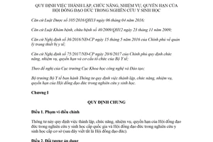 Thông tư 45/2017/TT-BYT nhiệm vụ quyền hạn Hội đồng đạo đức nghiên cứu y sinh học