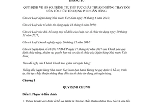 Thông tư 25/2017/TT-NHNN hướng dẫn thủ tục chấp thuận thay đổi tổ chức tín dụng phi ngân hàng