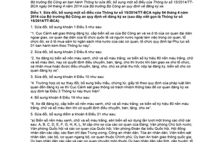 Thông tư 64/2017/TT-BCA sửa đổi Thông tư 15/2014/TT-BCA quy định về đăng ký xe