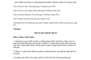 Nghị định 142/2017/NĐ-CP quy định xử phạt vi phạm hành chính trong lĩnh vực hàng hải