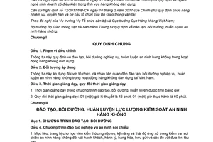 Thông tư 43/2017/TT-BGTVT đào tạo nghiệp vụ huấn luyện an ninh hàng không